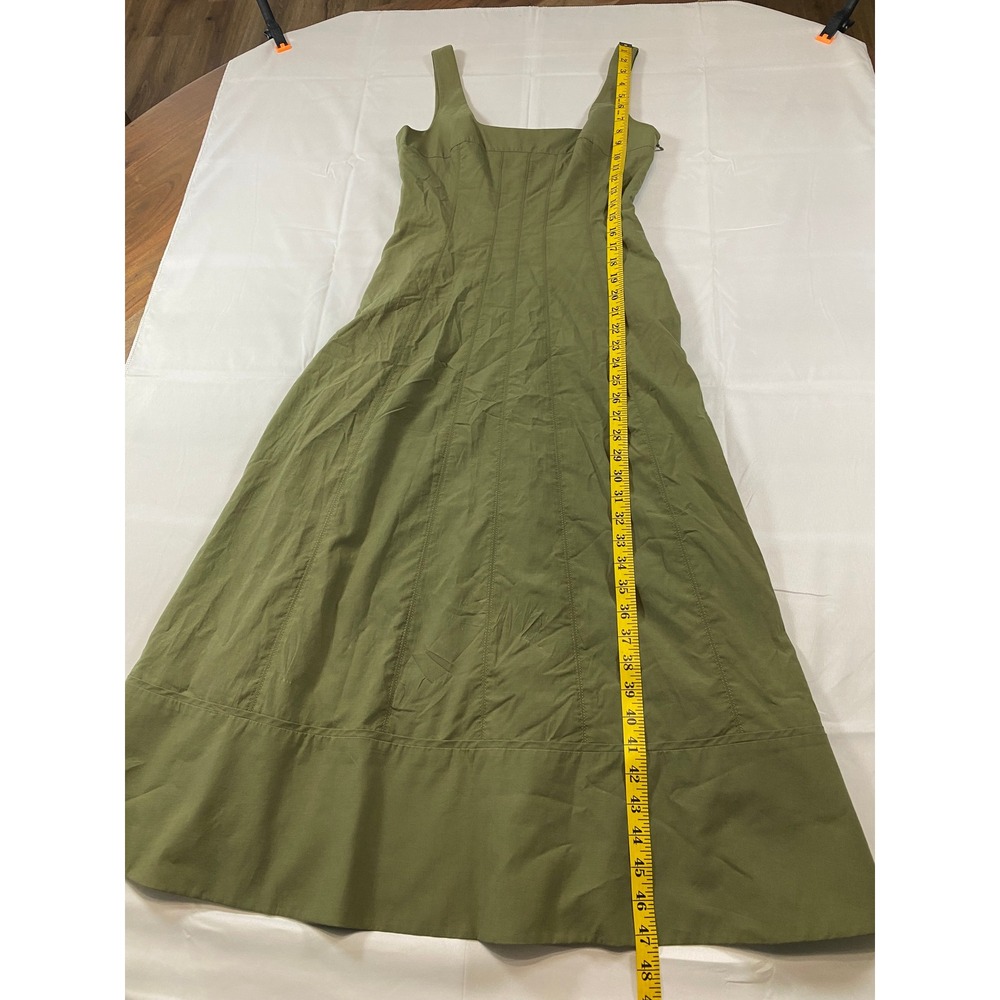 Club Monaco Womens Olive Green Square Neck Paneled Fit and Flare Midi Dress 0 - Picture 11 of 13